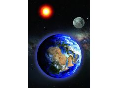 Postikortti 3D Earth Sun Moon